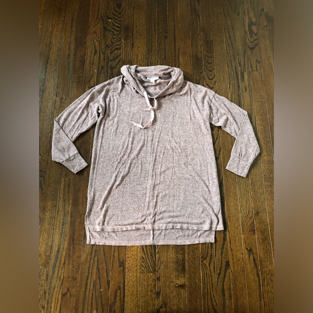 Motherhood Maternity M Heathered Mauve Long-Sleeved Tunic Cowl Neck Sweater